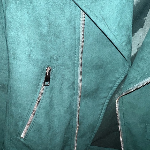 Theory Modern Moto Jacket Green Faux Suede XS NWT - Picture 7 of 10